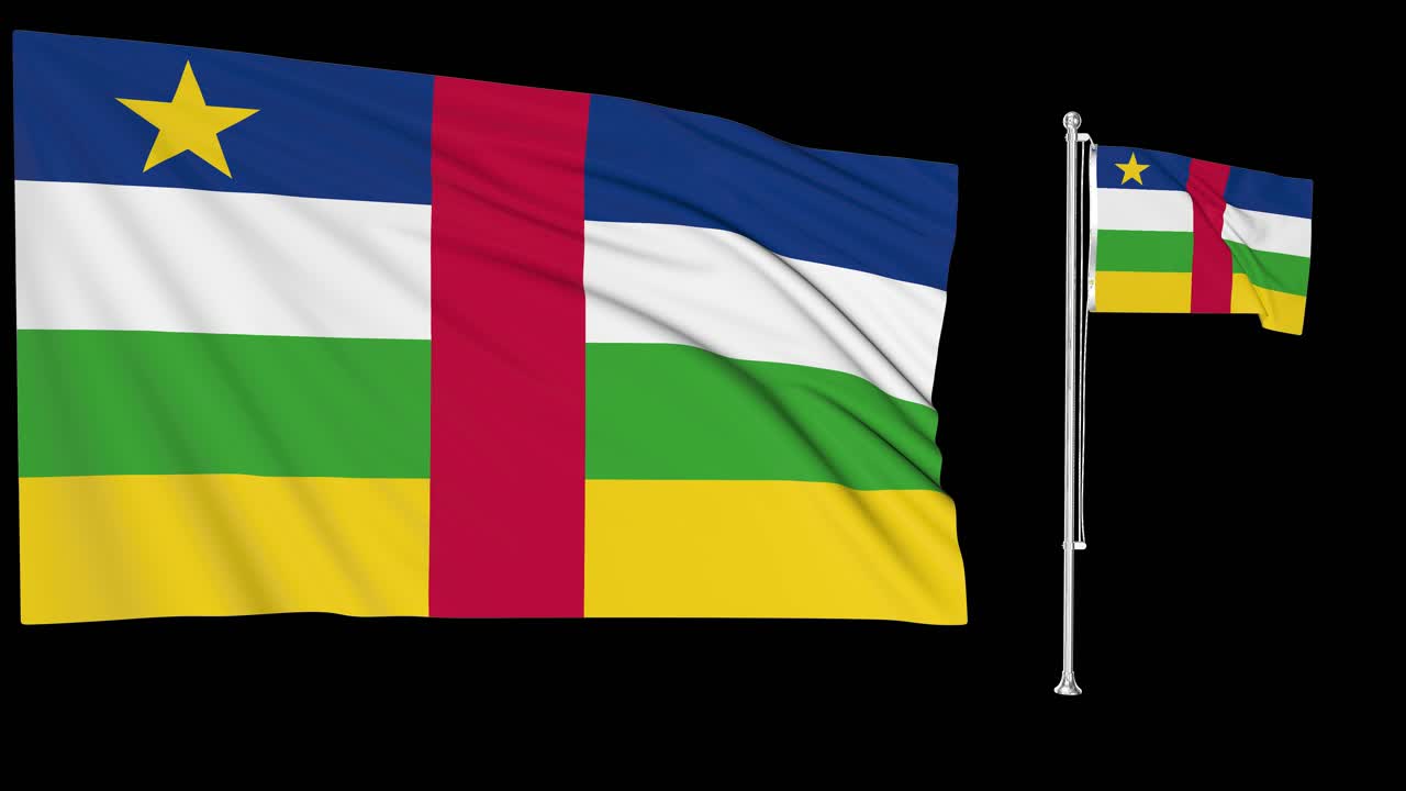 pantalla verde ondeando la bandera o el asta de la república centroafricana