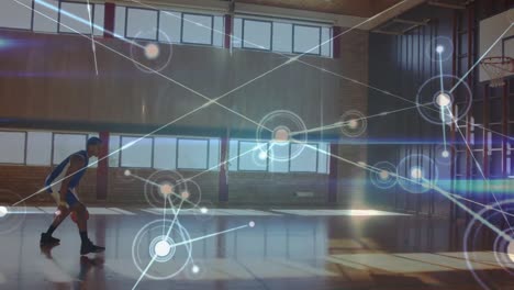animation of network of connections over basketball player