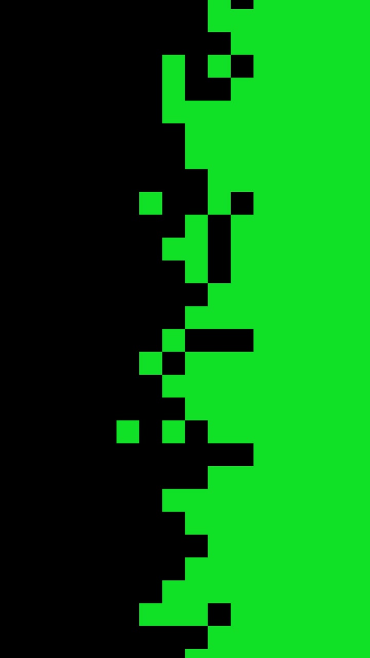 Digital Pixel Transition Effect with Green Screen Background