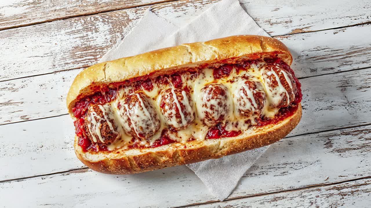 мясные шарики с соусом маринары и расплавленным сыром моцарелла