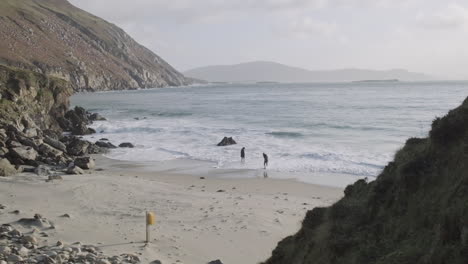 wide shot of keem bay on achill island in ireland