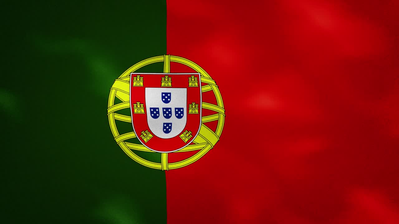 ポルトガルの国旗の布が 背景に浮かび上がる