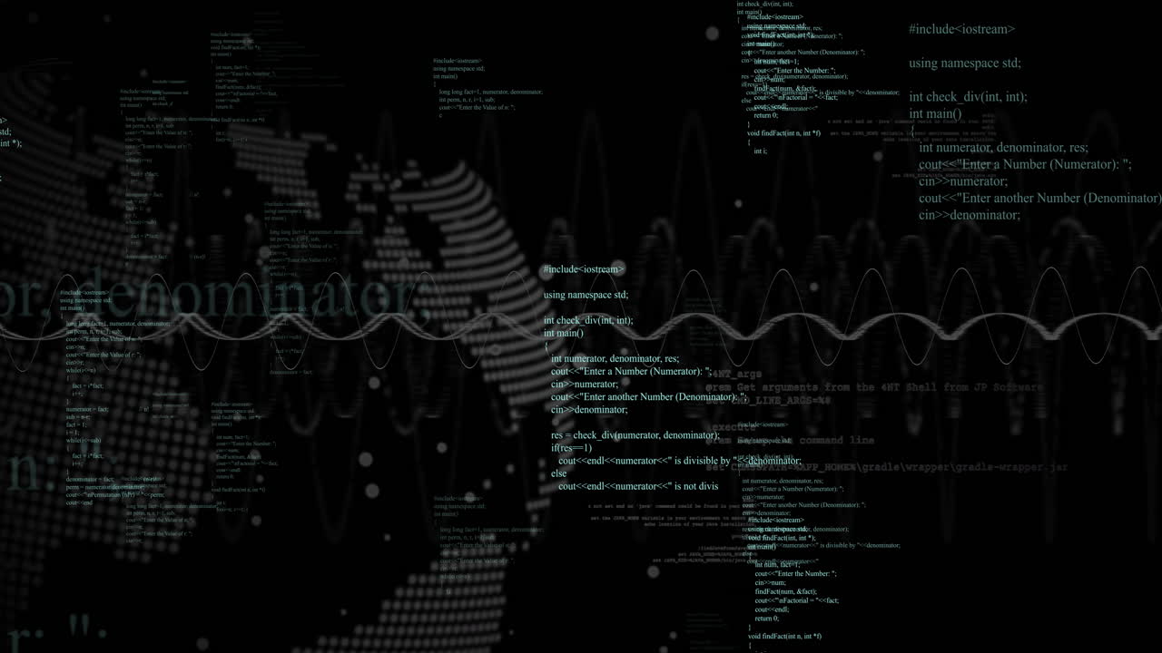 Animation of digital data processing over network of connections and globe