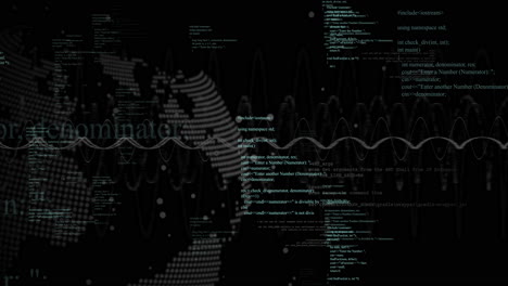 animation of digital data processing over network of connections and globe