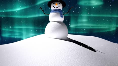 Animation-Einer-Winterlandschaft-Mit-Schneemann