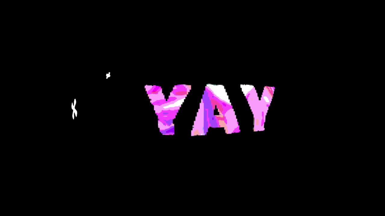 Animated Colorful 'YAY' Text with Abstract Pattern