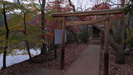 a hidden shinto temple in kichijoji park, tokyo, japan