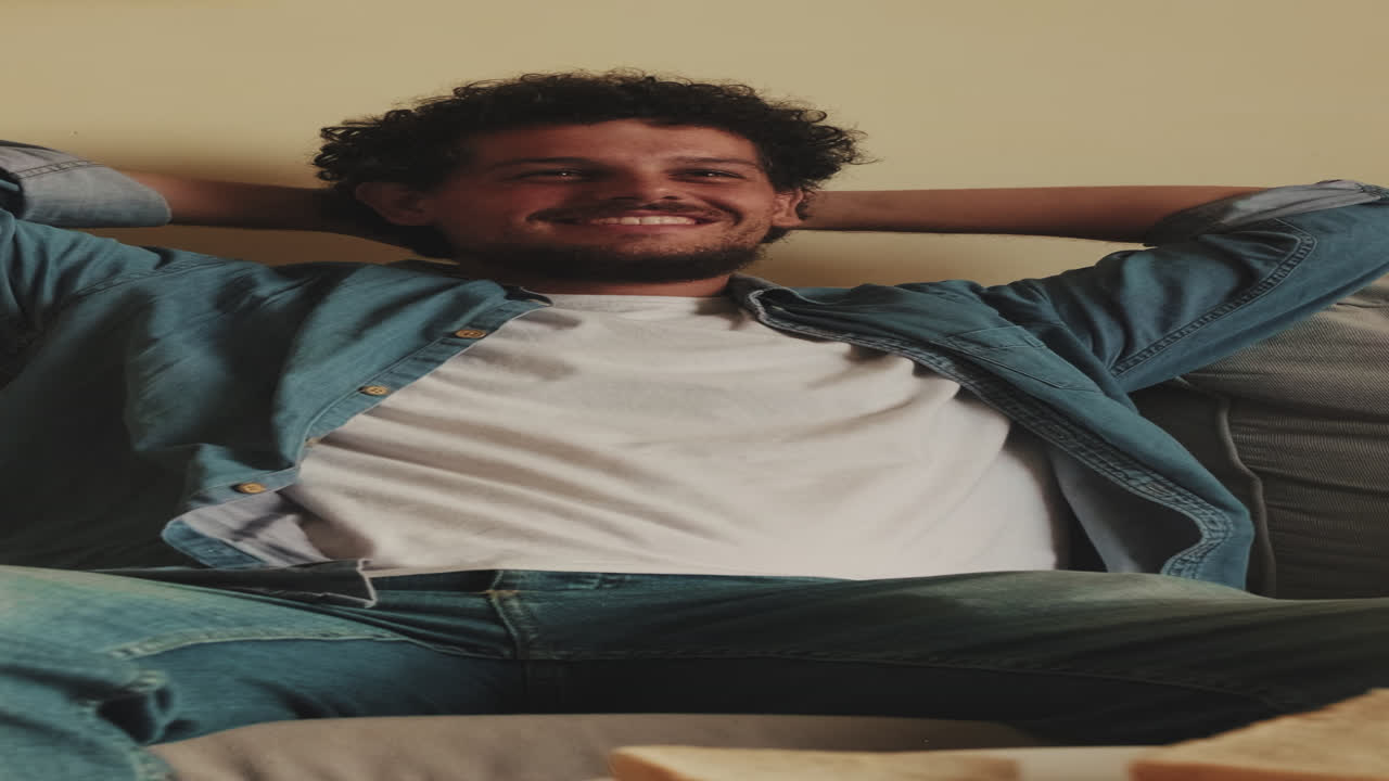 Uomo che si rilassa su un divano