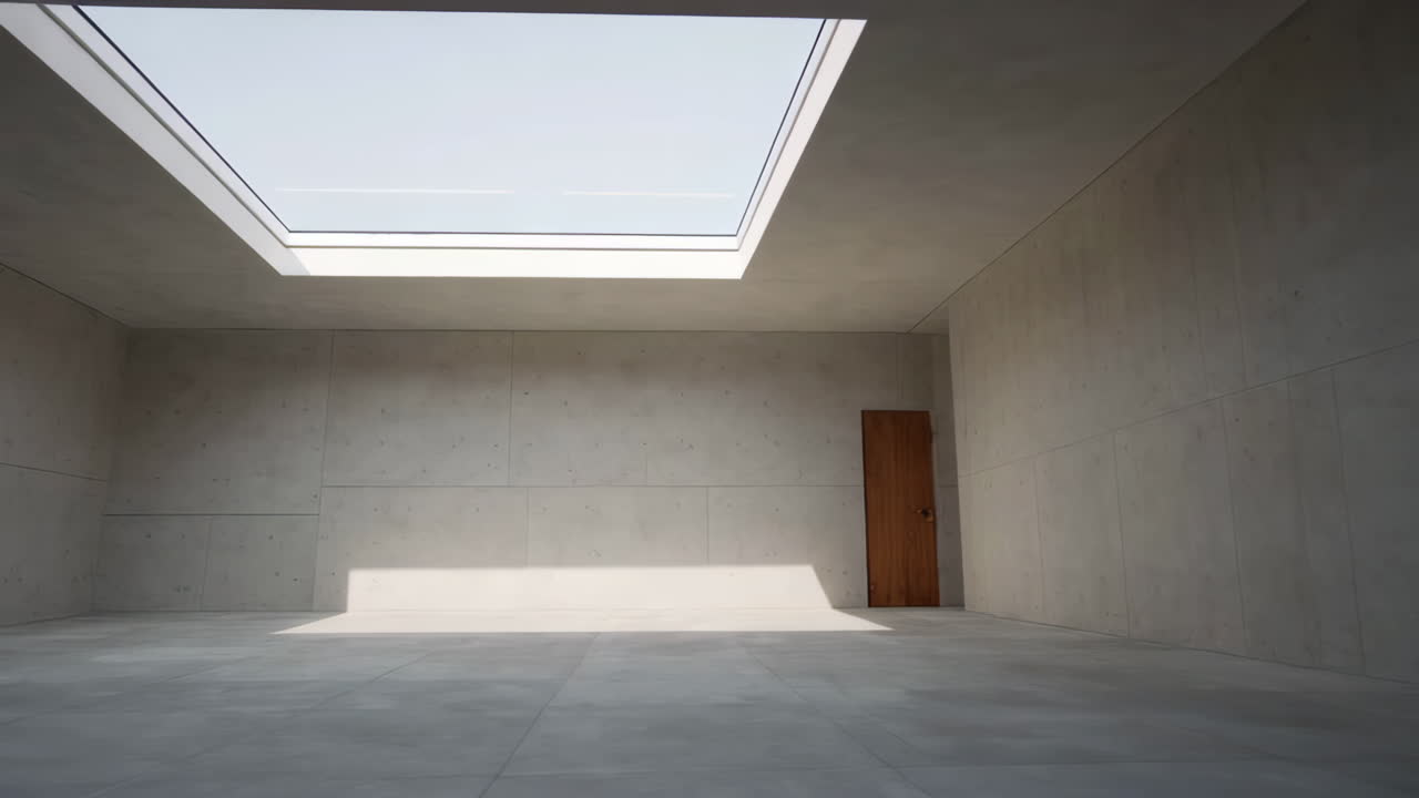 Minimalist Concrete Interior with Skylight