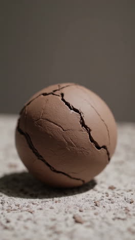 cracking clay sphere