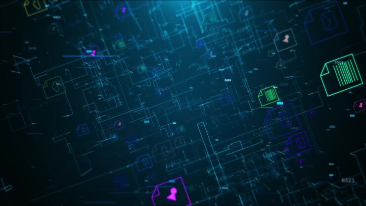 Technology data binary code network complexity data flood of modern 3d 4k digital technology data