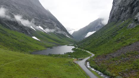 aerial view of a valley landscape, norangsdalen in norway