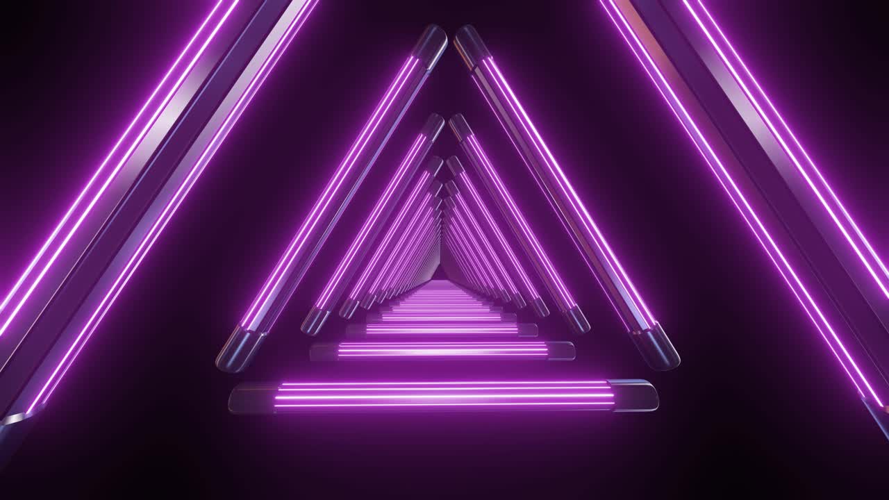 Tunnel triangolare astratto al neon