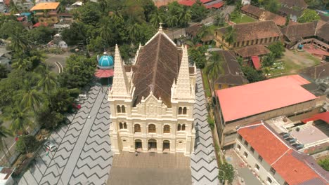 aerial view of the santa cruz cathedral basilica at fort kochi, kochi, kerala india. drone shot