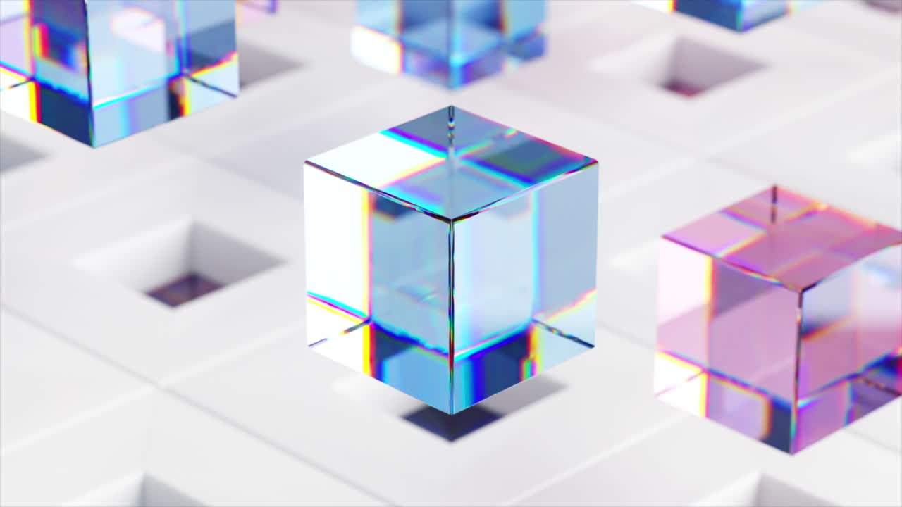 patrón geométrico abstracto de cubos iridescentes