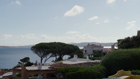 scenic sardinian coastline with traditional architecture