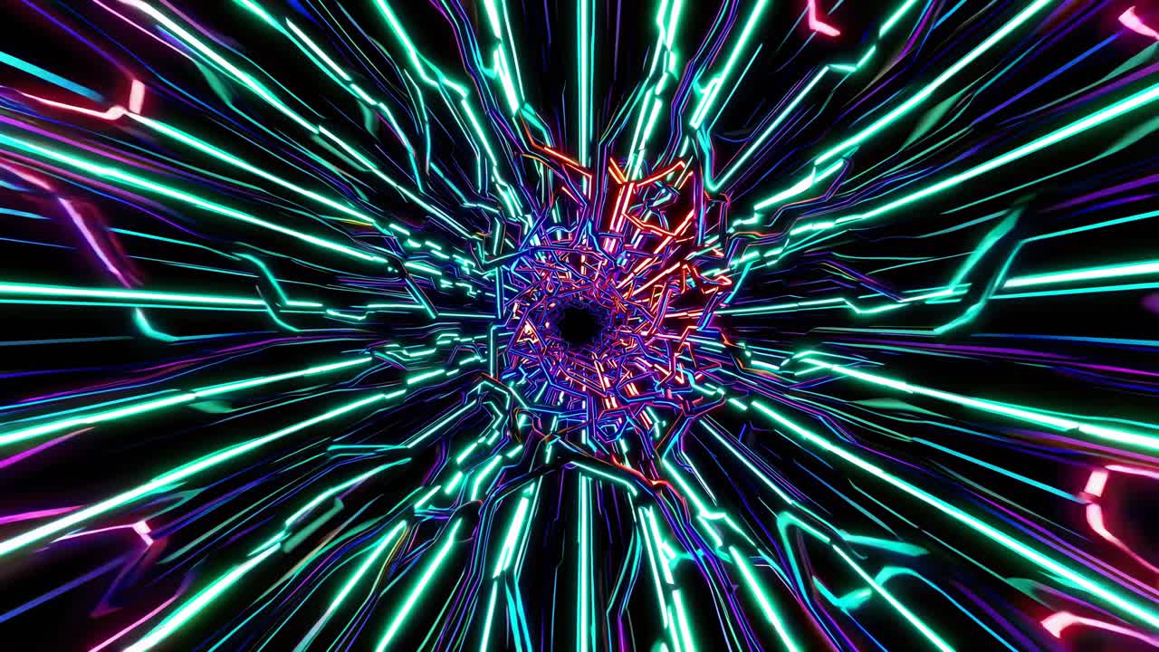 túnel de neón brillante arte abstracto