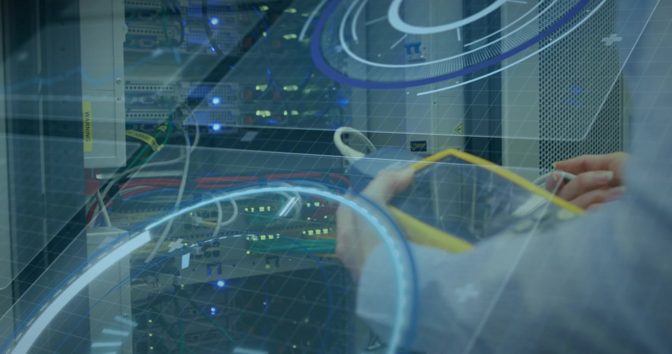 Animation of text with globe and network of connections