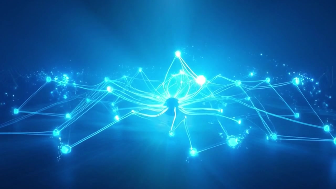 Abstract Digital Network Connection with Glowing Blue Nodes