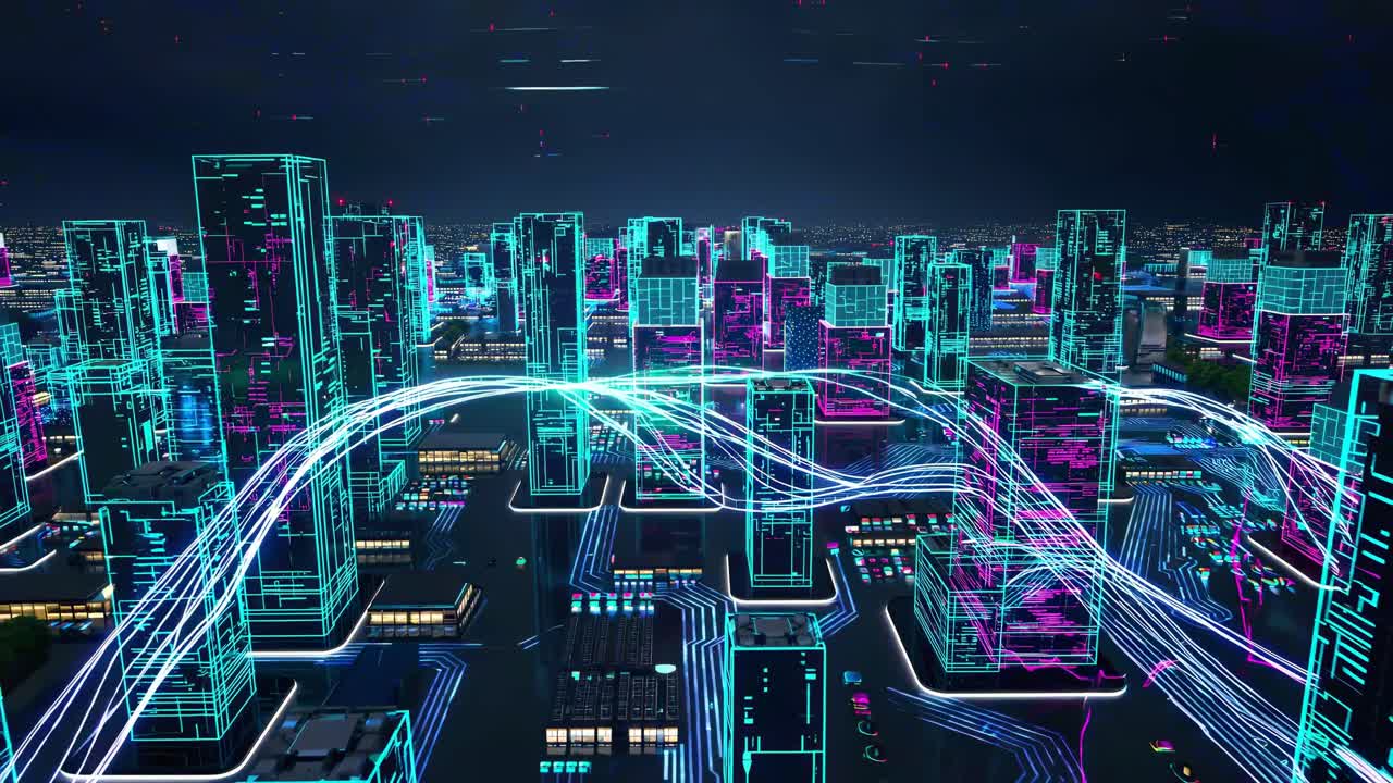 paisaje urbano digital futurista