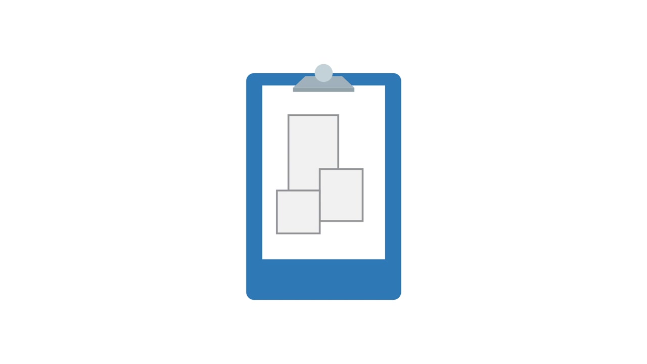 Appunti blu animati con foglio e contenuto che appare
