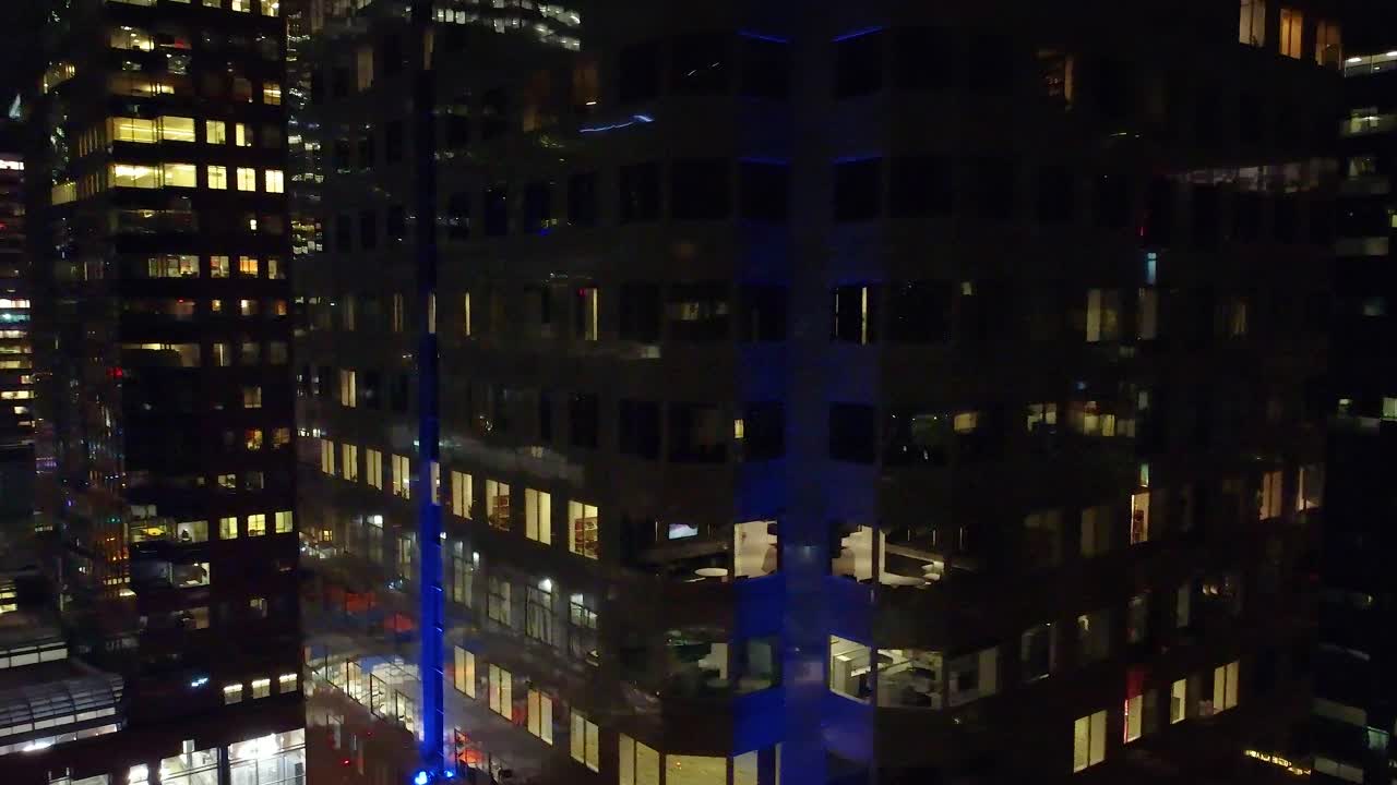 Night View of City Buildings and Skyscrapers