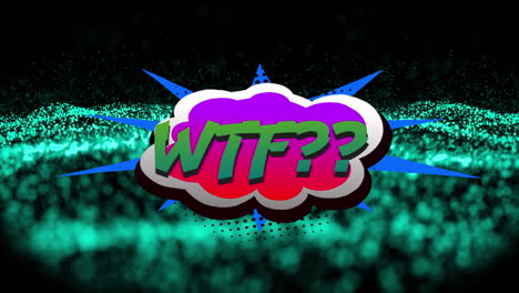 animación de texto wtf sobre puntos verdes sobre fondo negro
