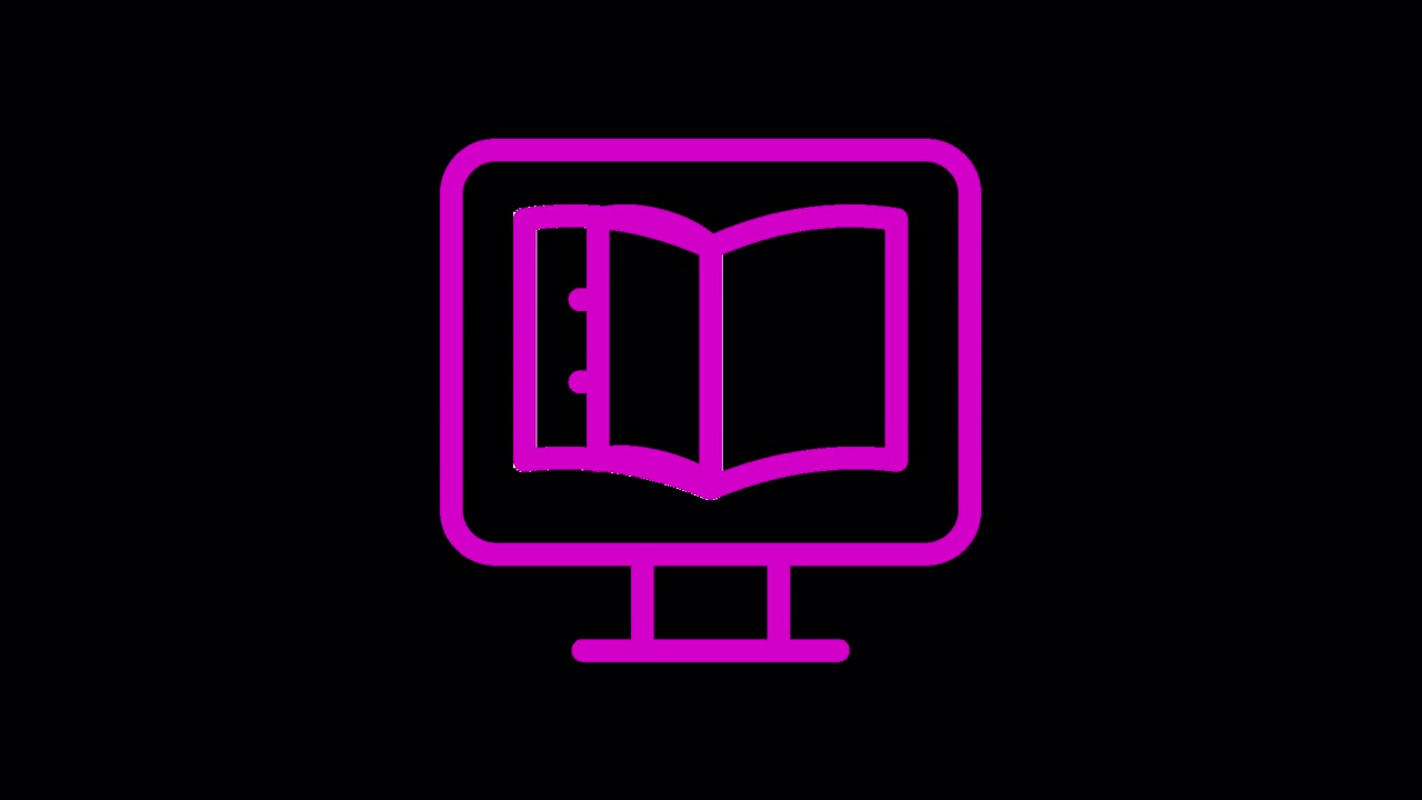 Animated Icon of E-book on Computer Monitor