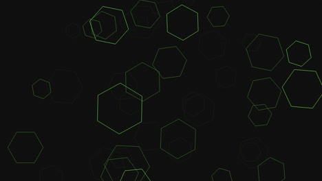 fly hexagons shape with neon line on dark gradient