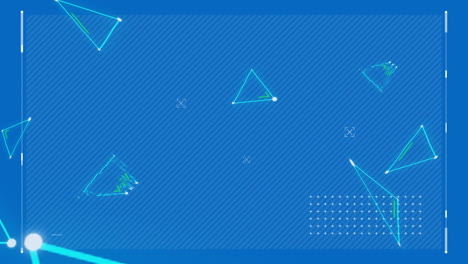 animation of triangles over digital interface on blue background