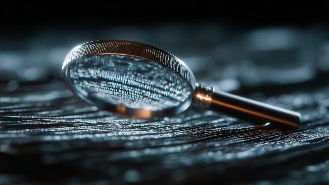 A Stunning Close-Up of a Magnifying Glass Resting on Textured Surface, Emphasizing Intricacies of Detail and the Art of Observation in Photography