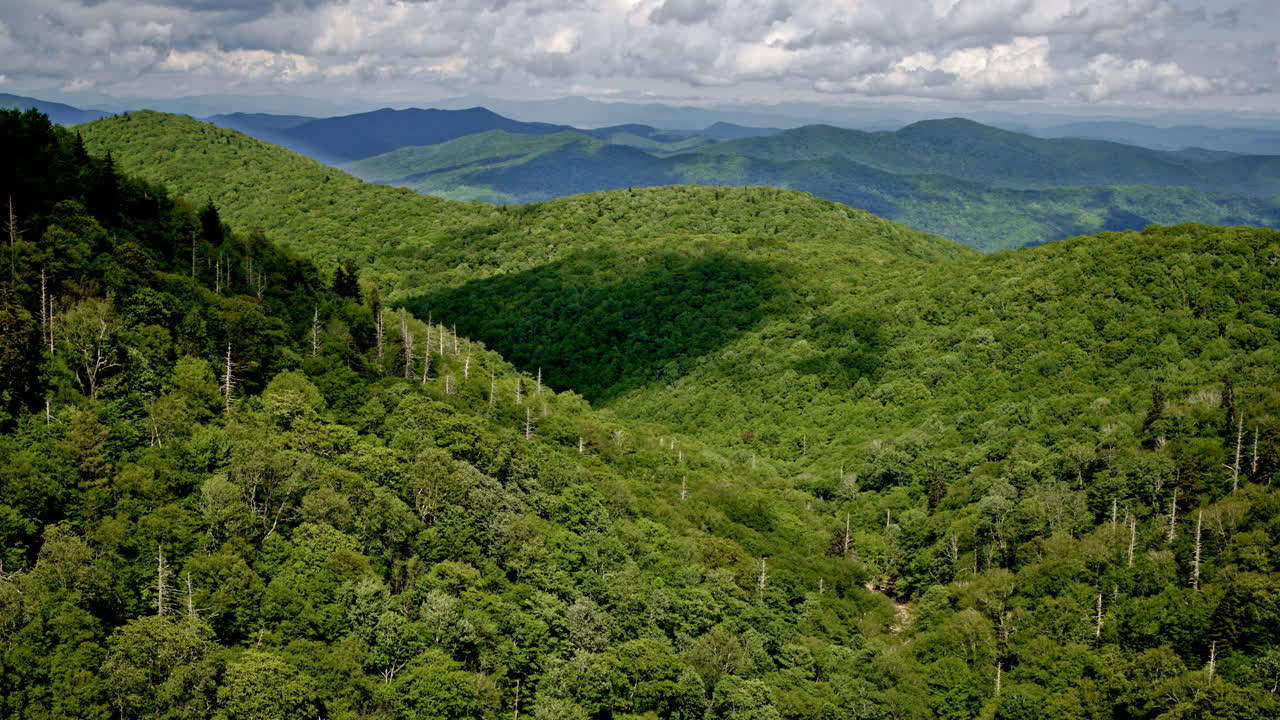 Atmospheric aerial footage of North Carolina’s mist-filled mountain peaks