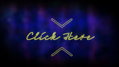 animation of neon click here text banner against blue textured background