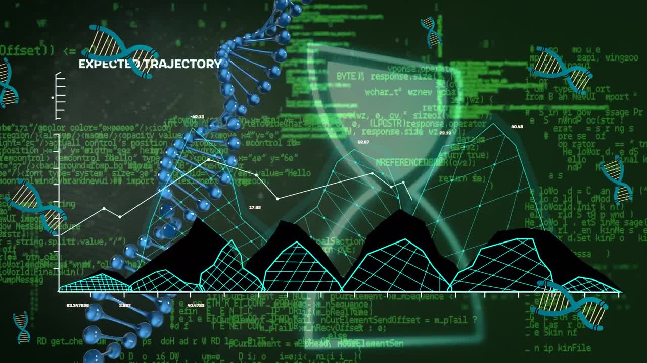 Animation of brain made of texts over world map of man wearing vr headset