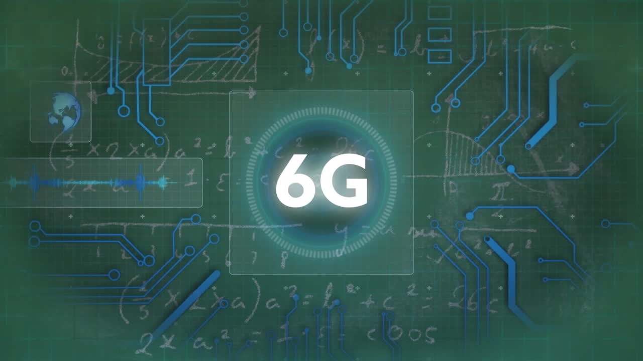 animación de texto 6g, procesamiento de datos sobre fórmulas matemáticas
