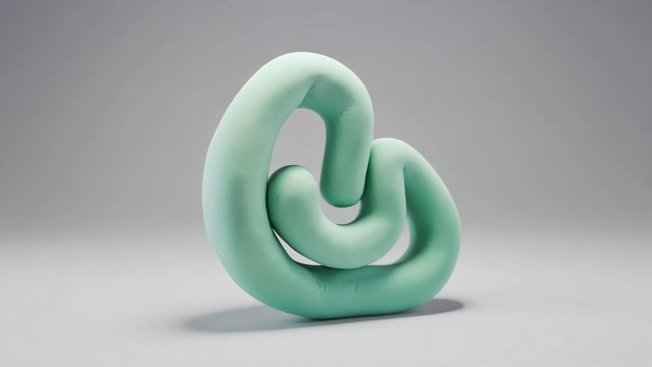 Soft Green Abstract Form Slowly Unfolding and Changing