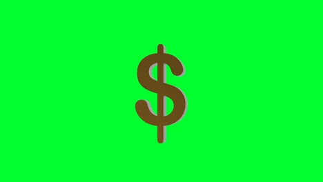 the dollar sign rotates on a green screen in 3d animation. 4k