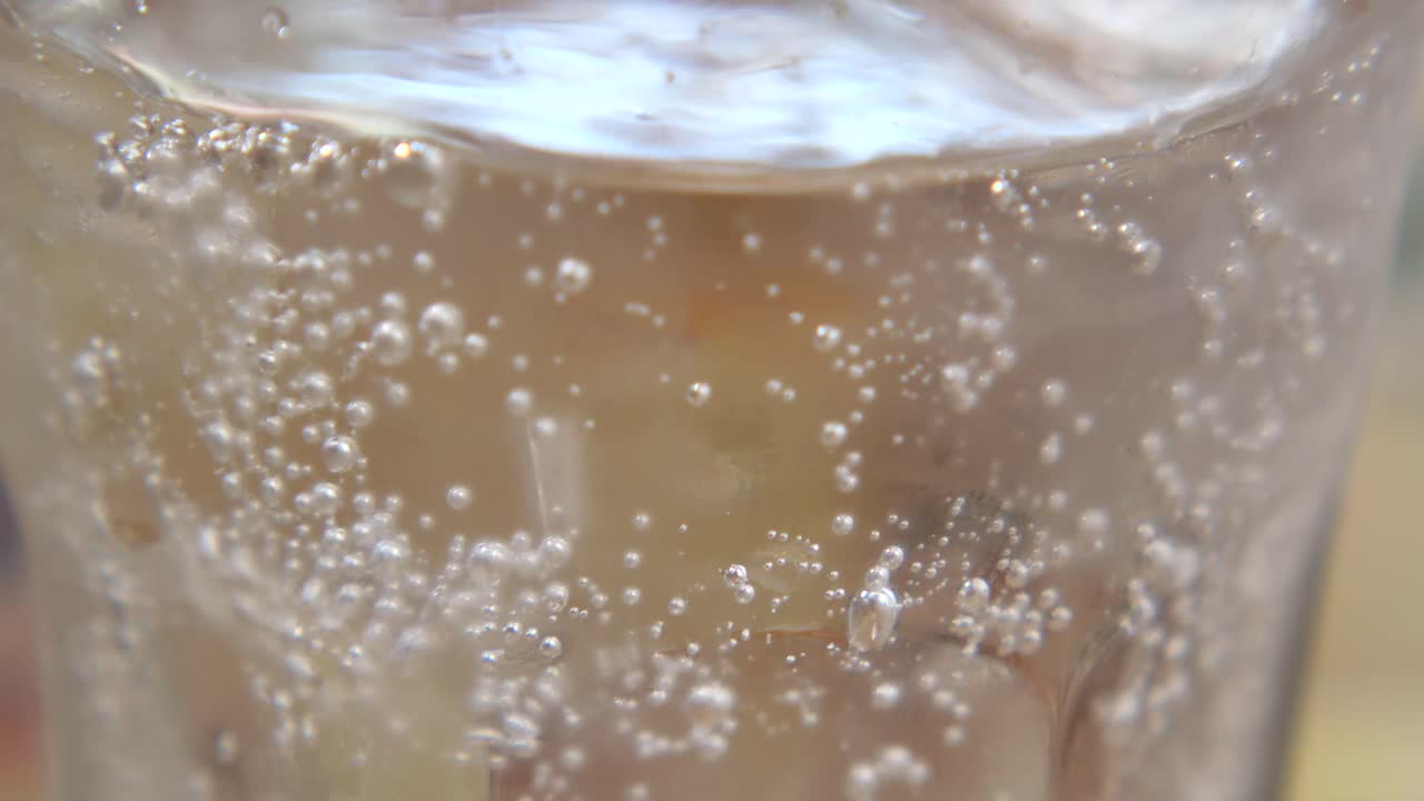 Close-up of Carbonated Water with Bubbles