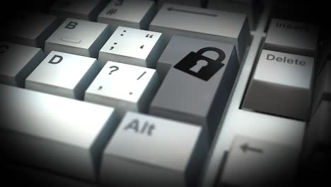 closed lock button on computer keyboard