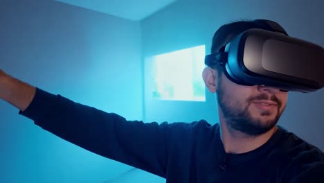 man wearing vr headset experiencing immersive virtual reality