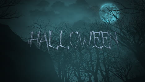 halloween con luna azul y bosque místico