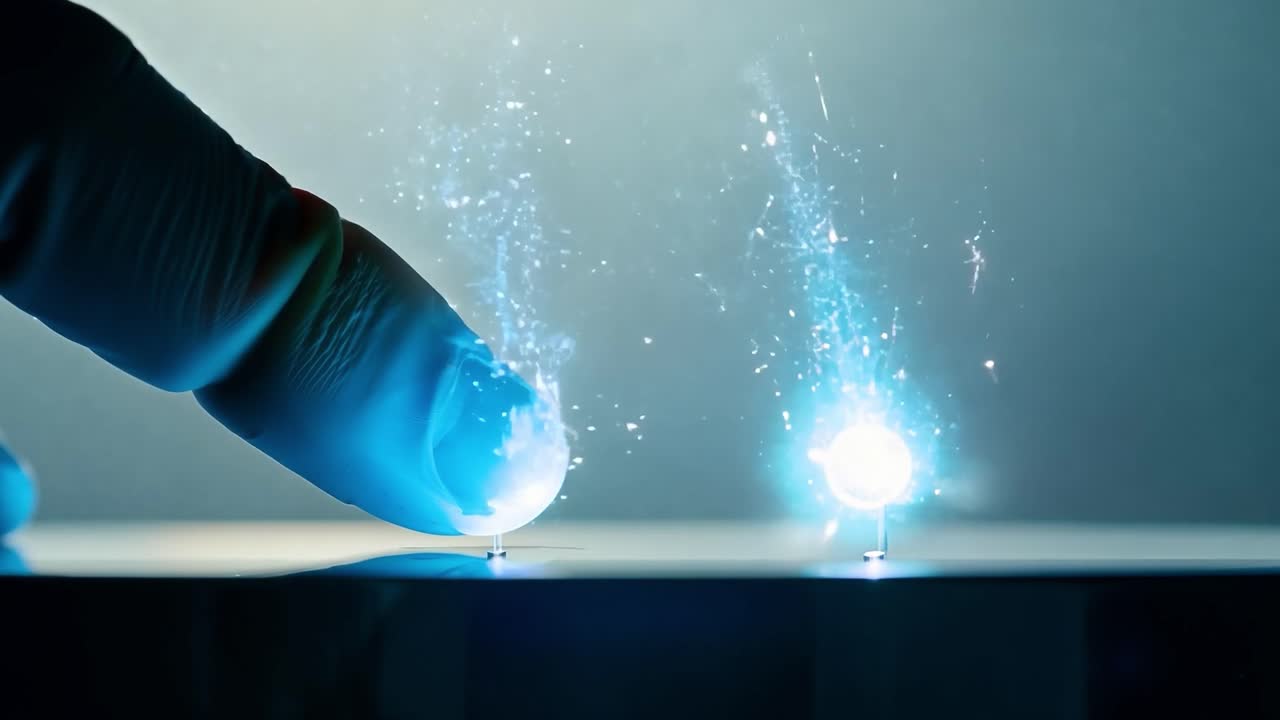 반이는 두 개의 반이는 구를 만지는 손가락