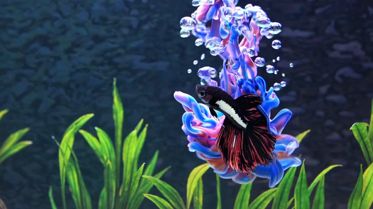 Colorful Betta Fish in Aquarium