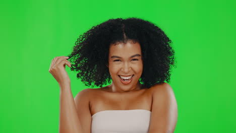 Hair,-beauty-and-face-of-woman-on-green-screen
