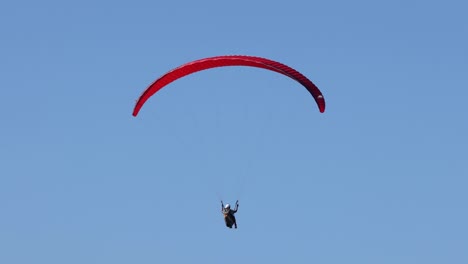 paraglider soaring in clear blue sky