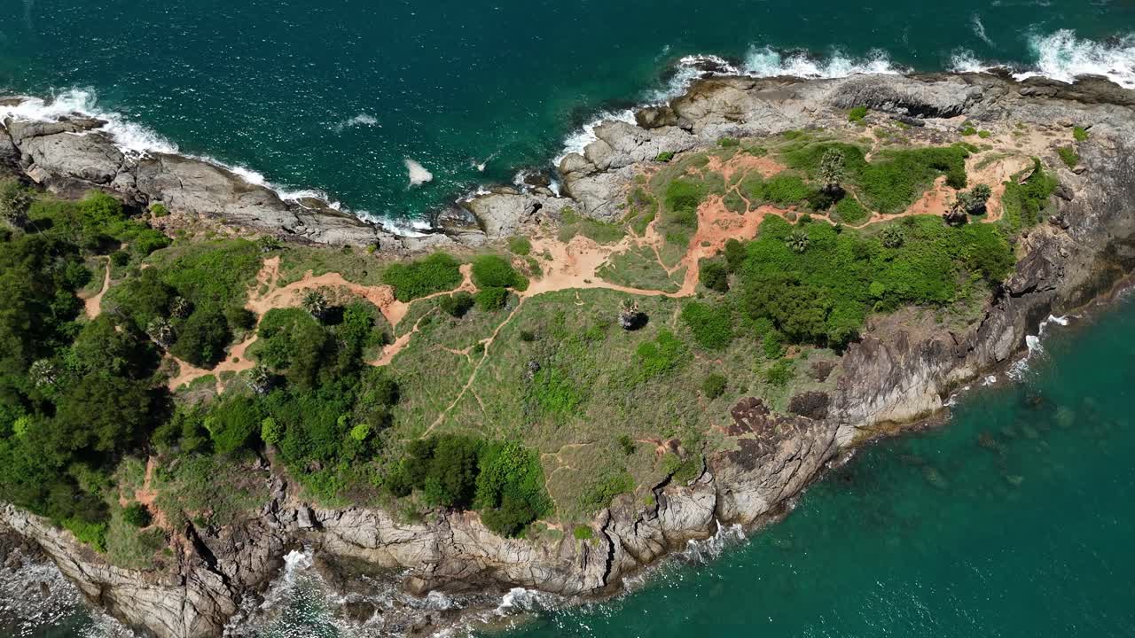 Aerial View of Tropical Island Coastline