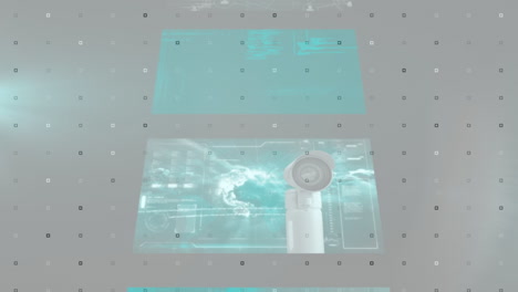 animación del procesamiento de datos sobre un fondo gris