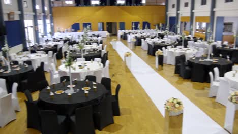 shot of wedding reception venue and dinner table decoration