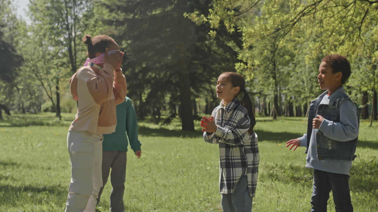 A group of children playing a game