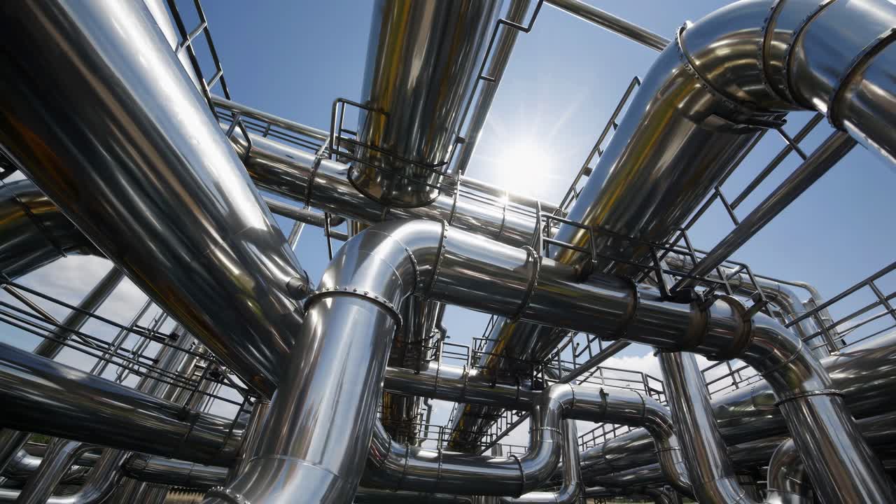 Industrial Pipes and Pipelines at a Refinery